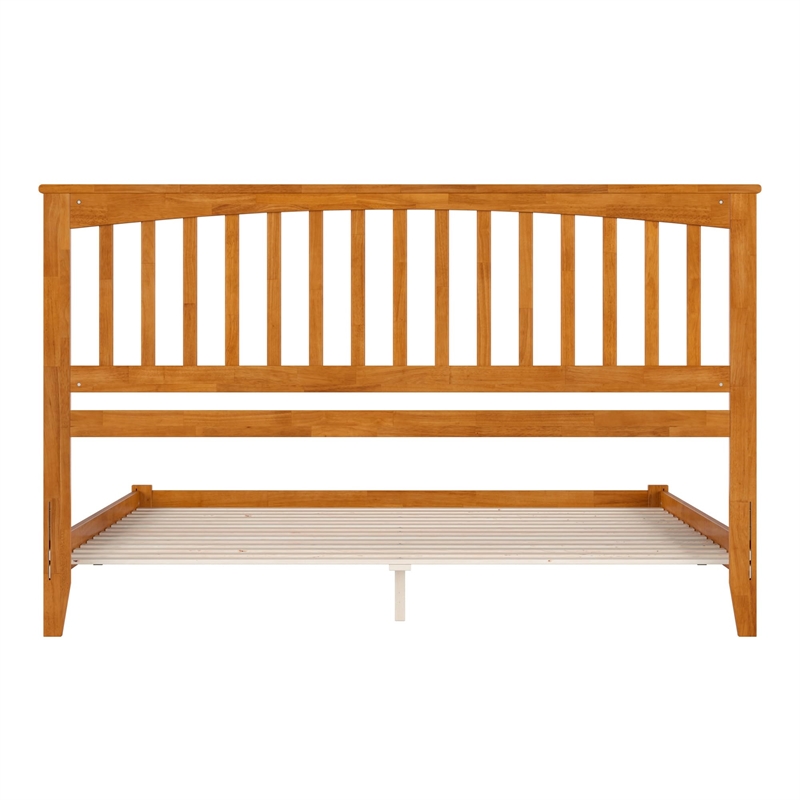 Mission King Solid Wood Low Profile Platform Bed in Light Toffee