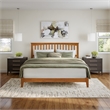 Mission King Solid Wood Low Profile Platform Bed in Light Toffee