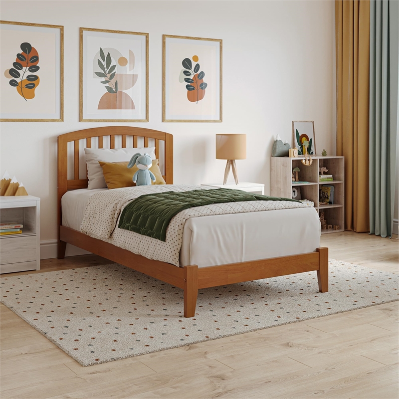 Richmond Twin Solid Wood Low Profile Platform Bed in Light Toffee