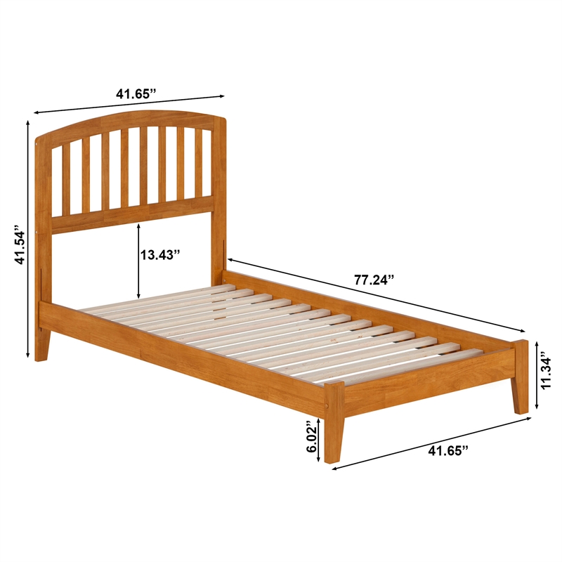 Richmond Twin Solid Wood Low Profile Platform Bed in Light Toffee