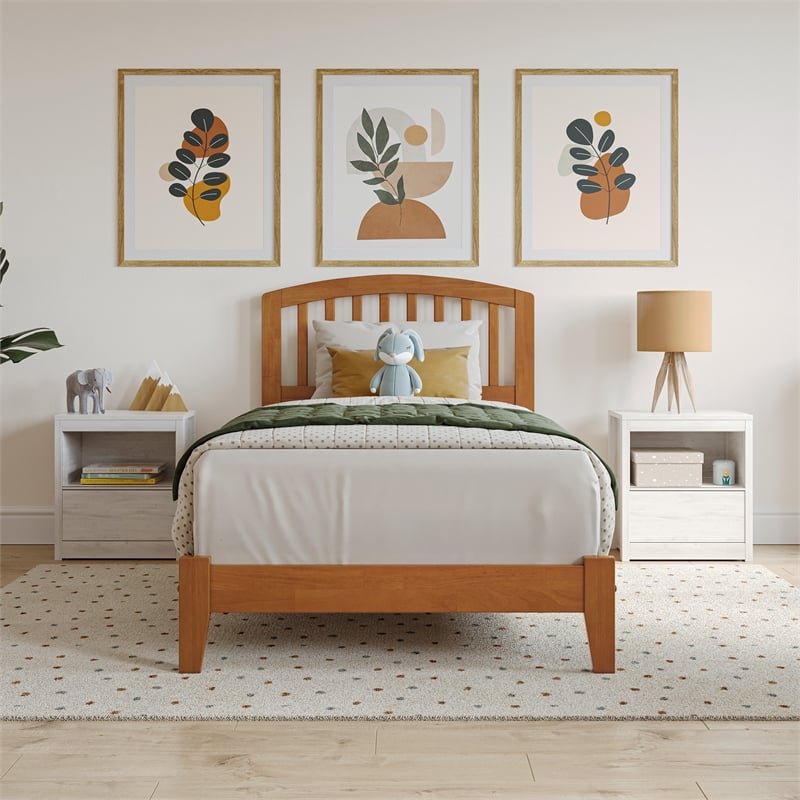 Richmond Twin Solid Wood Low Profile Platform Bed in Light Toffee