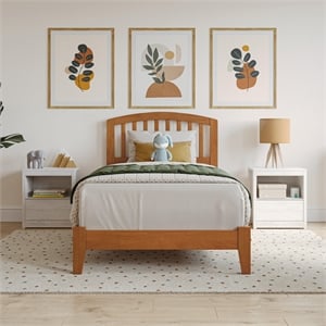 Richmond Twin Solid Wood Low Profile Platform Bed in Light Toffee