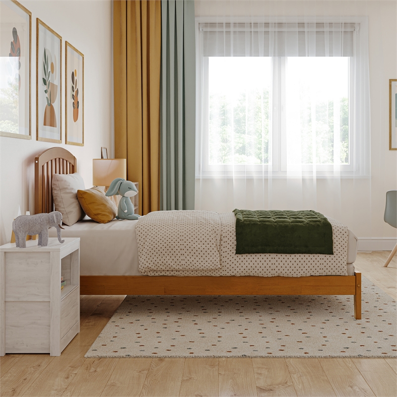 Richmond Twin Solid Wood Low Profile Platform Bed in Light Toffee