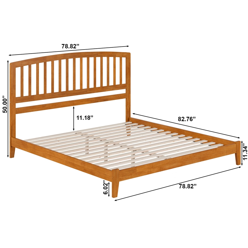 Richmond King Solid Wood Low Profile Platform Bed in Light Toffee