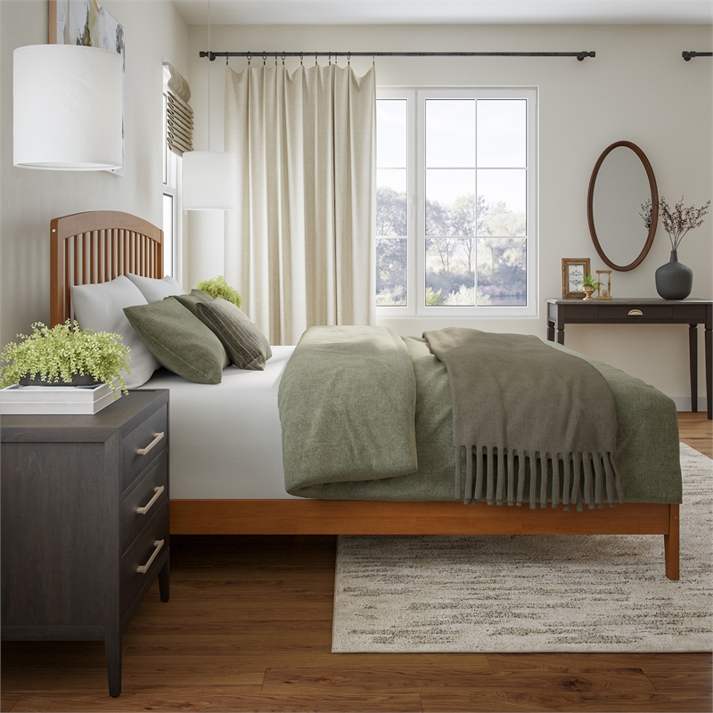Richmond King Solid Wood Low Profile Platform Bed in Light Toffee