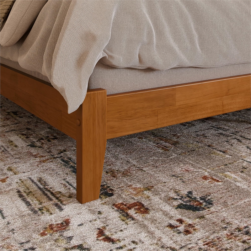 Portland Queen Solid Wood Low Profile Platform Bed in Light Toffee