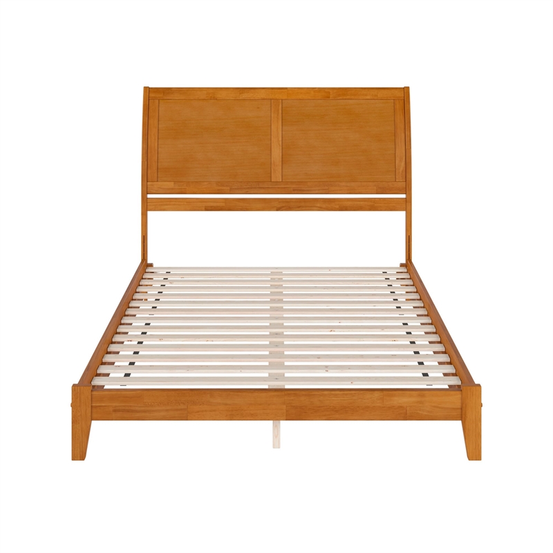 Portland Queen Solid Wood Low Profile Platform Bed in Light Toffee