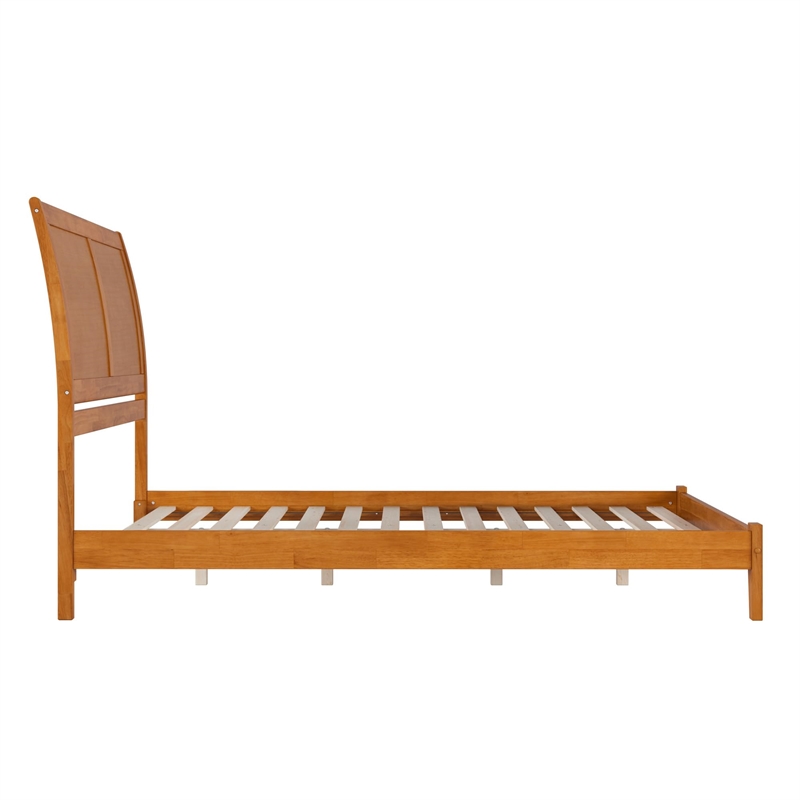 Portland Queen Solid Wood Low Profile Platform Bed in Light Toffee