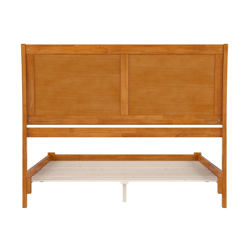 Portland Queen Solid Wood Low Profile Platform Bed in Light Toffee