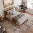 Portland Queen Solid Wood Low Profile Platform Bed in Light Toffee