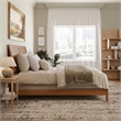 Portland Queen Solid Wood Low Profile Platform Bed in Light Toffee