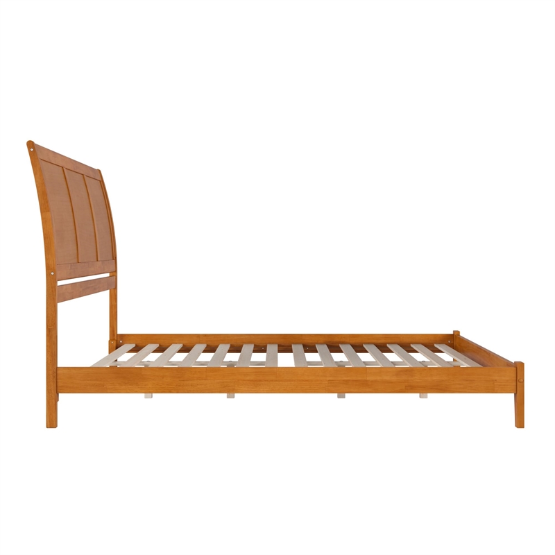 Portland King Solid Wood Low Profile Platform Bed in Light Toffee