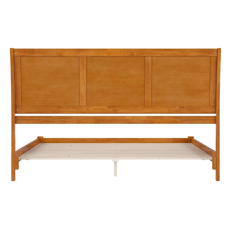 Portland King Solid Wood Low Profile Platform Bed in Light Toffee