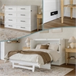 Tucson Full Wood Murphy Bed Chest with Mattress Drawer & Charger in White