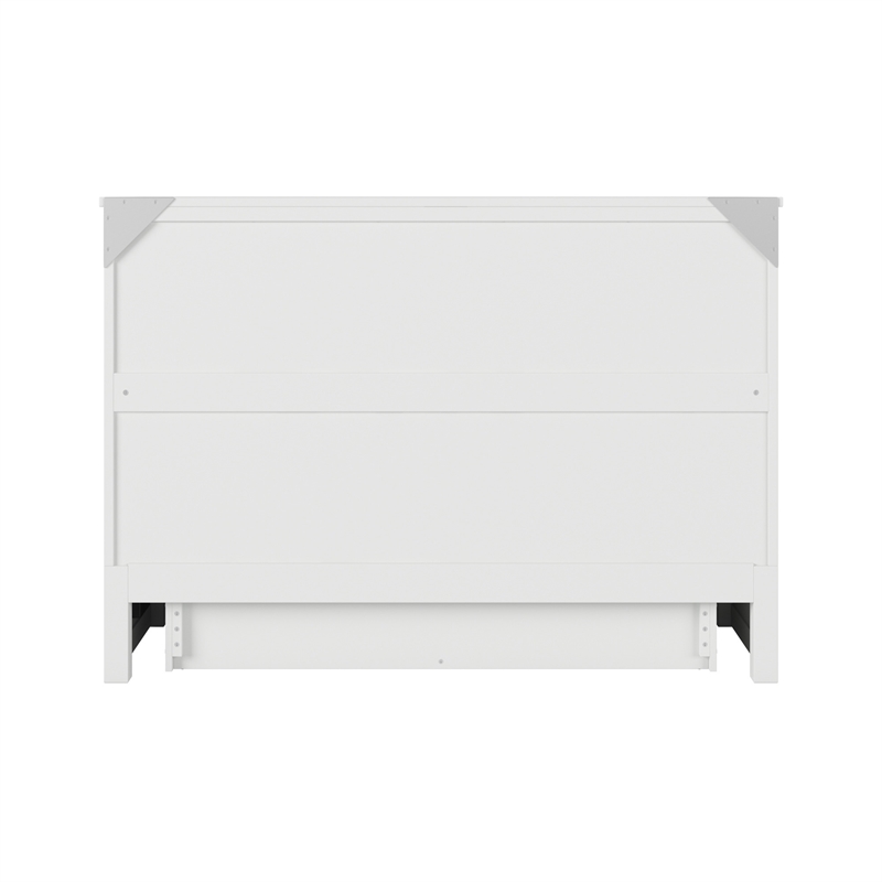 Tucson Full Wood Murphy Bed Chest with Mattress Drawer & Charger in White