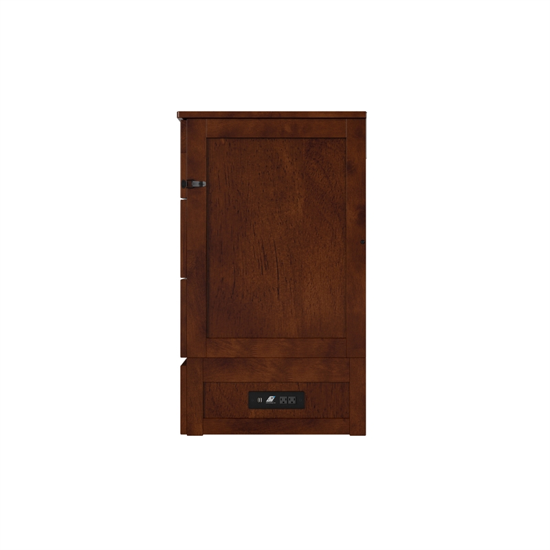 Tucson Full Wood Murphy Bed Chest with Mattress Drawer & Charger in Walnut