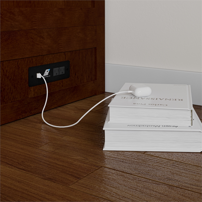 Tucson Full Wood Murphy Bed Chest with Mattress Drawer & Charger in Walnut