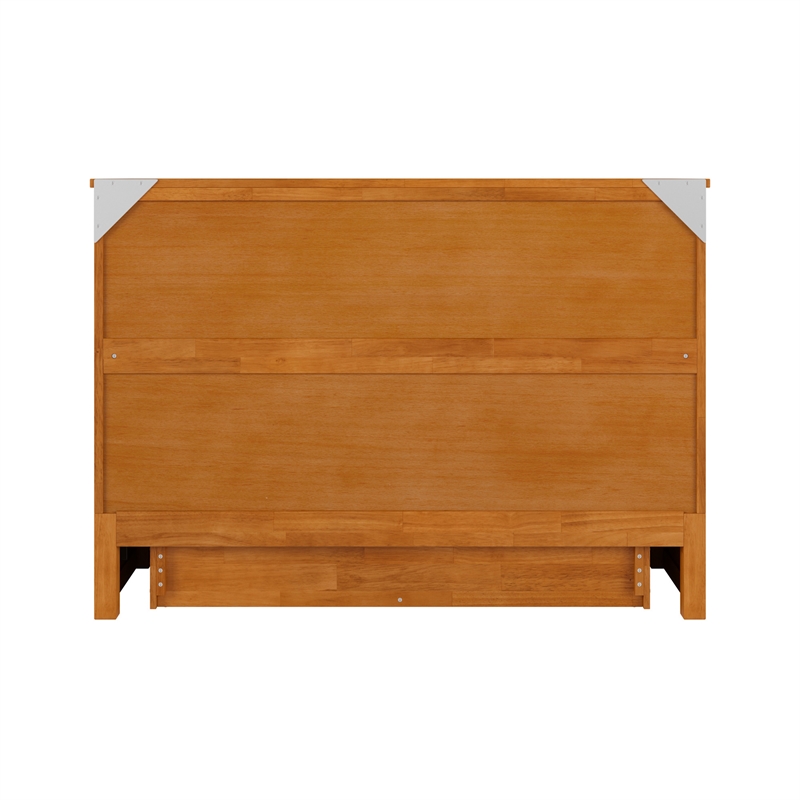 Tucson Full Wood Murphy Bed Chest with Mattress Drawer & Charger in Toffee