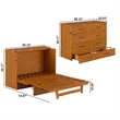 Tucson Full Wood Murphy Bed Chest with Mattress Drawer & Charger in Toffee