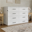 Tucson Queen Wood Murphy Bed Chest with Mattress Drawer & Charger in White