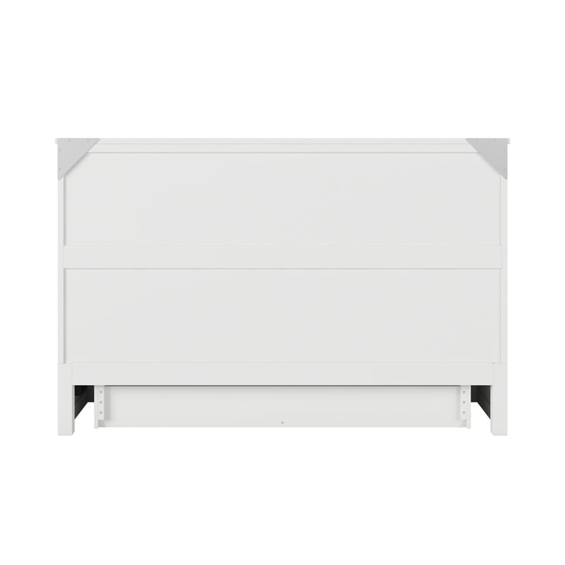 Tucson Queen Wood Murphy Bed Chest with Mattress Drawer & Charger in White