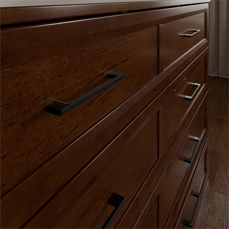Tucson Queen Wood Murphy Bed Chest with Mattress Drawer & Charger in Walnut
