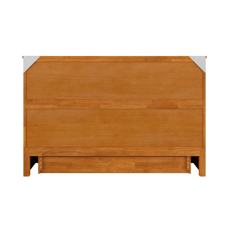 Tucson Queen Wood Murphy Bed Chest with Mattress Drawer & Charger in Toffee