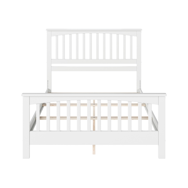 Brooklyn Queen Wood Foundation Bed with Matching Footboard in White
