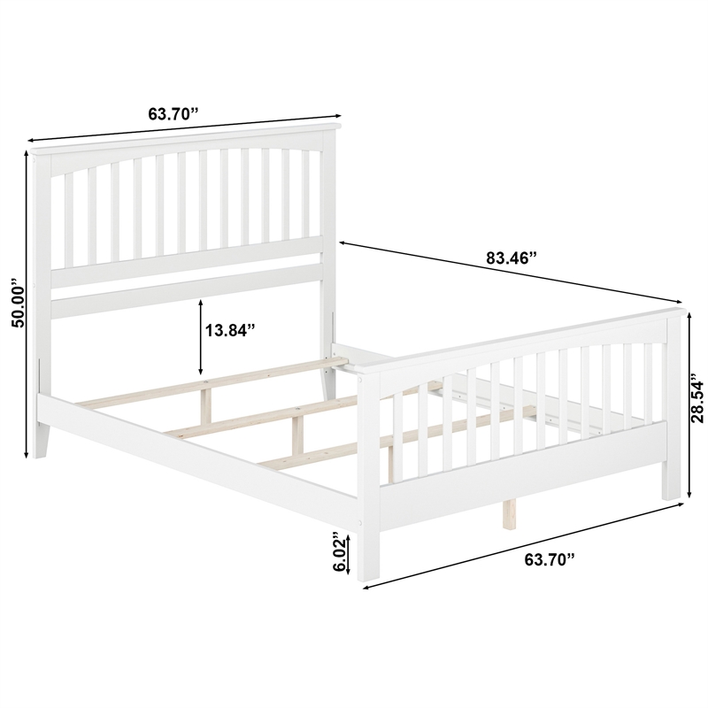 Brooklyn Queen Wood Foundation Bed with Matching Footboard in White