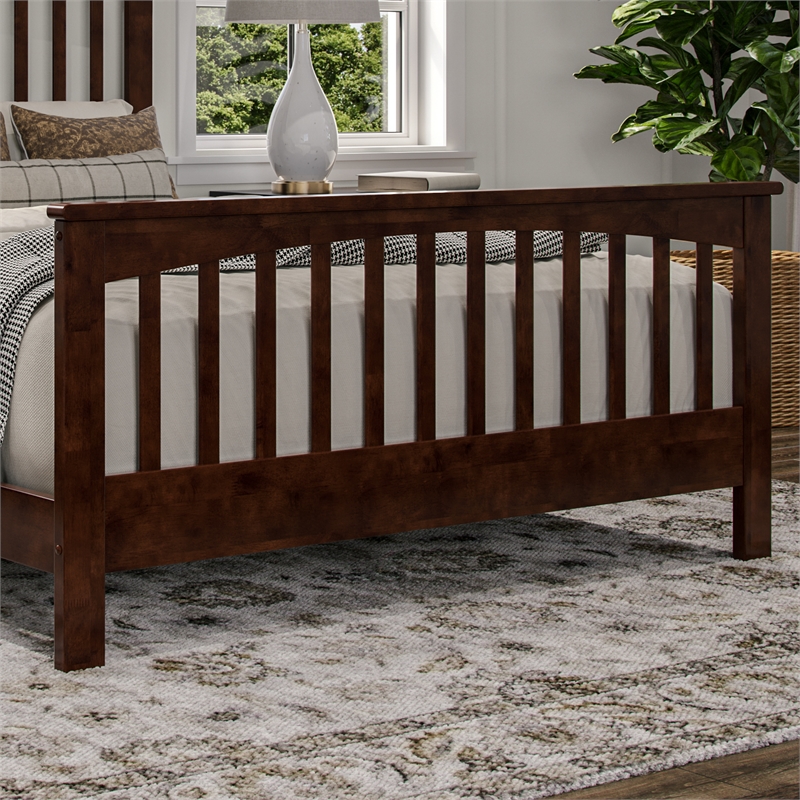 Brooklyn Queen Wood Foundation Bed with Matching Footboard in Walnut