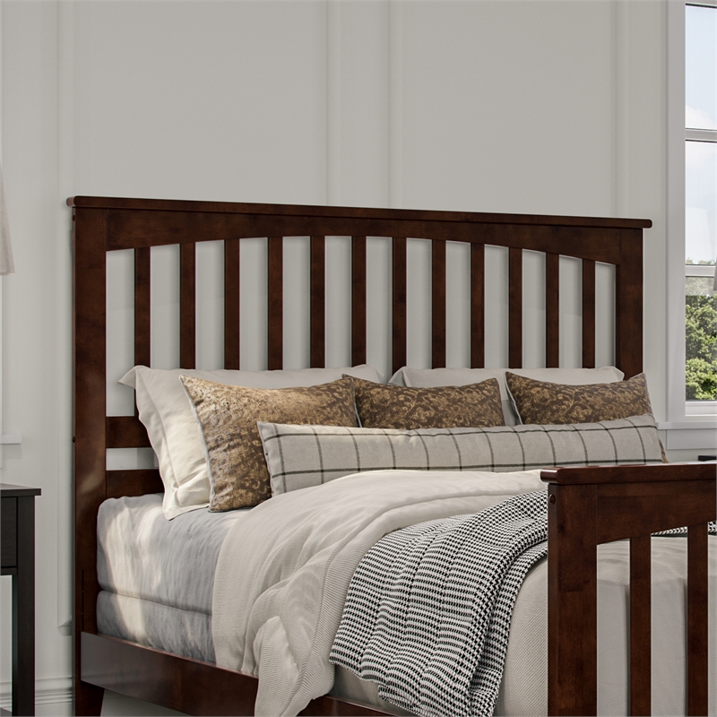 Brooklyn Queen Wood Foundation Bed with Matching Footboard in Walnut
