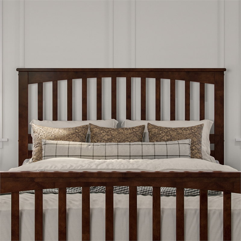 Brooklyn Queen Wood Foundation Bed with Matching Footboard in Walnut
