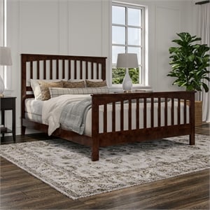 Brooklyn Queen Wood Foundation Bed with Matching Footboard in Walnut
