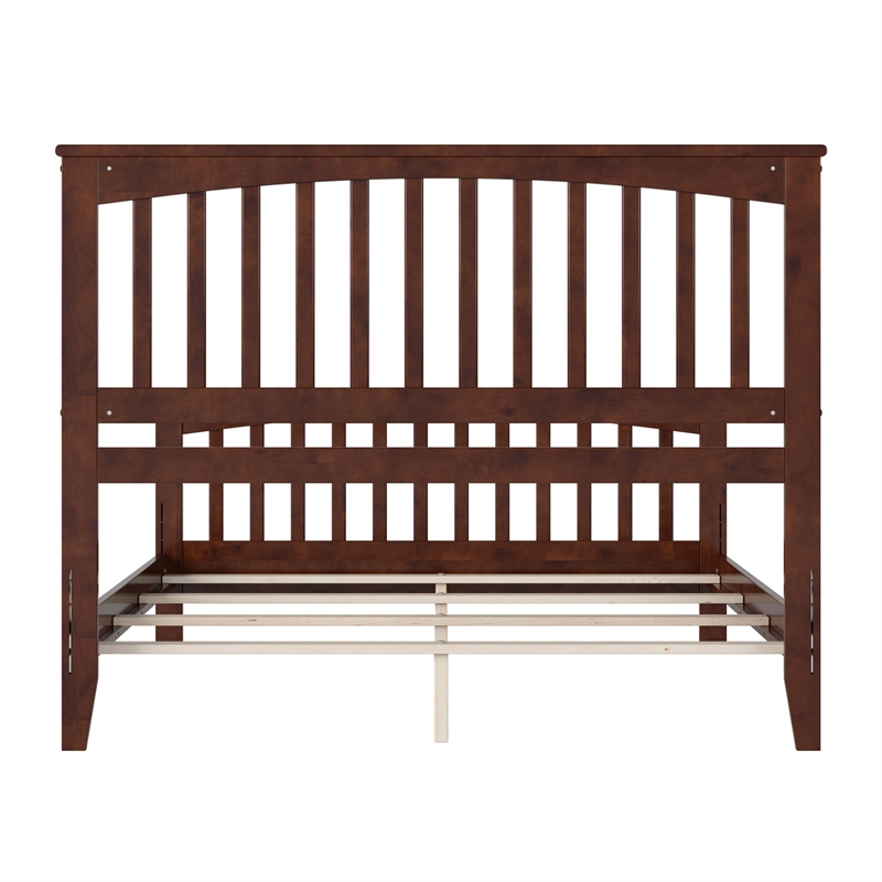 Brooklyn Queen Wood Foundation Bed with Matching Footboard in Walnut