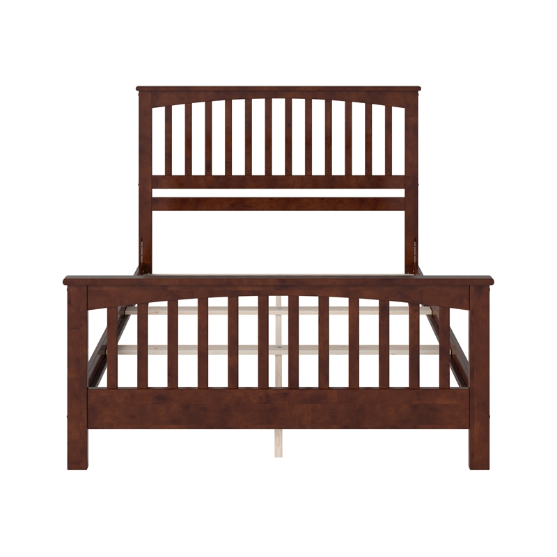 Brooklyn Queen Wood Foundation Bed with Matching Footboard in Walnut