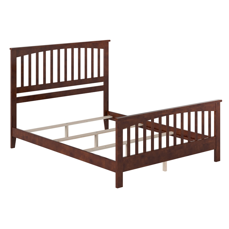 Brooklyn Queen Wood Foundation Bed with Matching Footboard in Walnut