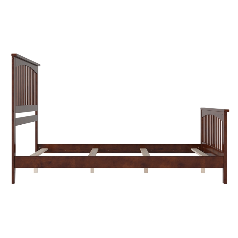 Brooklyn Queen Wood Foundation Bed with Matching Footboard in Walnut