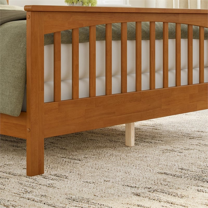 Brooklyn Queen Wood Foundation Bed with Matching Footboard in Light Toffee