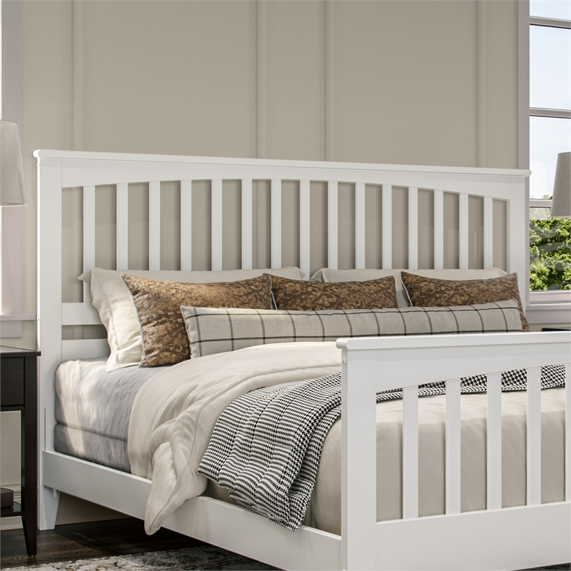 Brooklyn King Wood Foundation Bed with Matching Footboard in White
