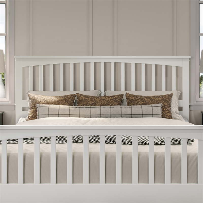Brooklyn King Wood Foundation Bed with Matching Footboard in White