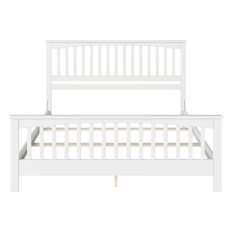 Brooklyn King Wood Foundation Bed with Matching Footboard in White