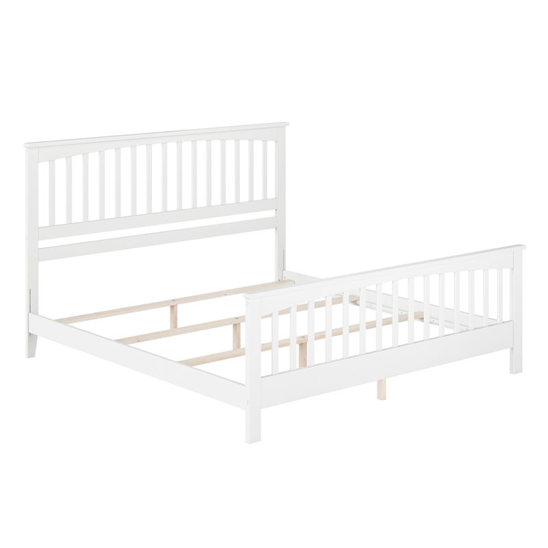 Brooklyn King Wood Foundation Bed with Matching Footboard in White