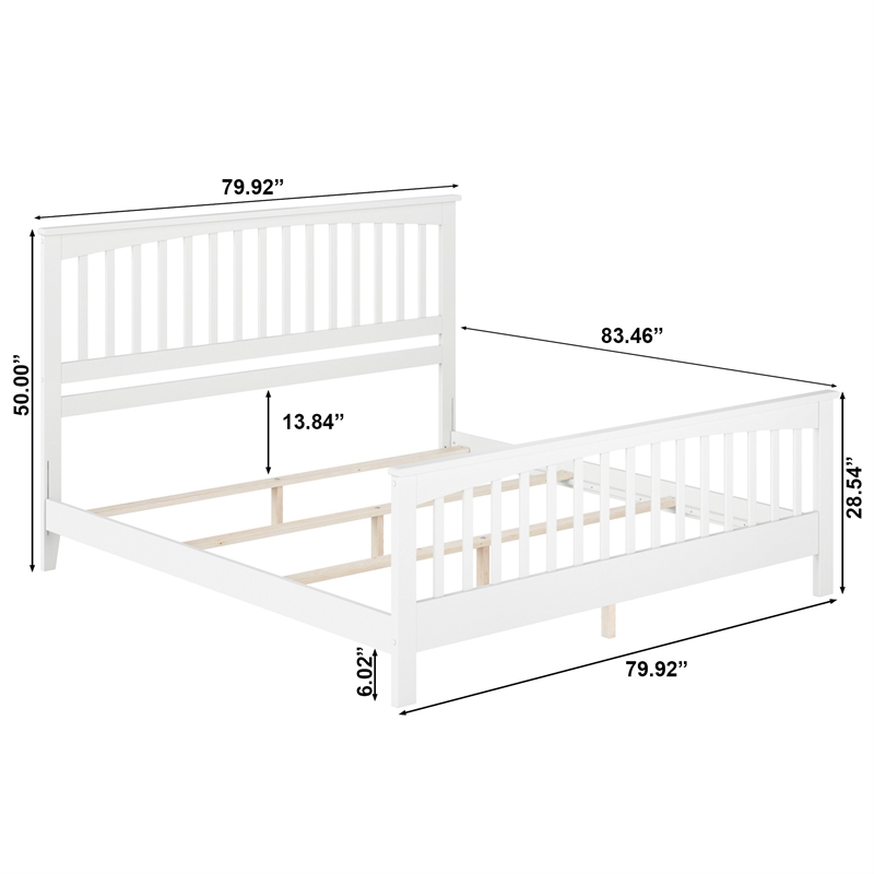 Brooklyn King Wood Foundation Bed with Matching Footboard in White