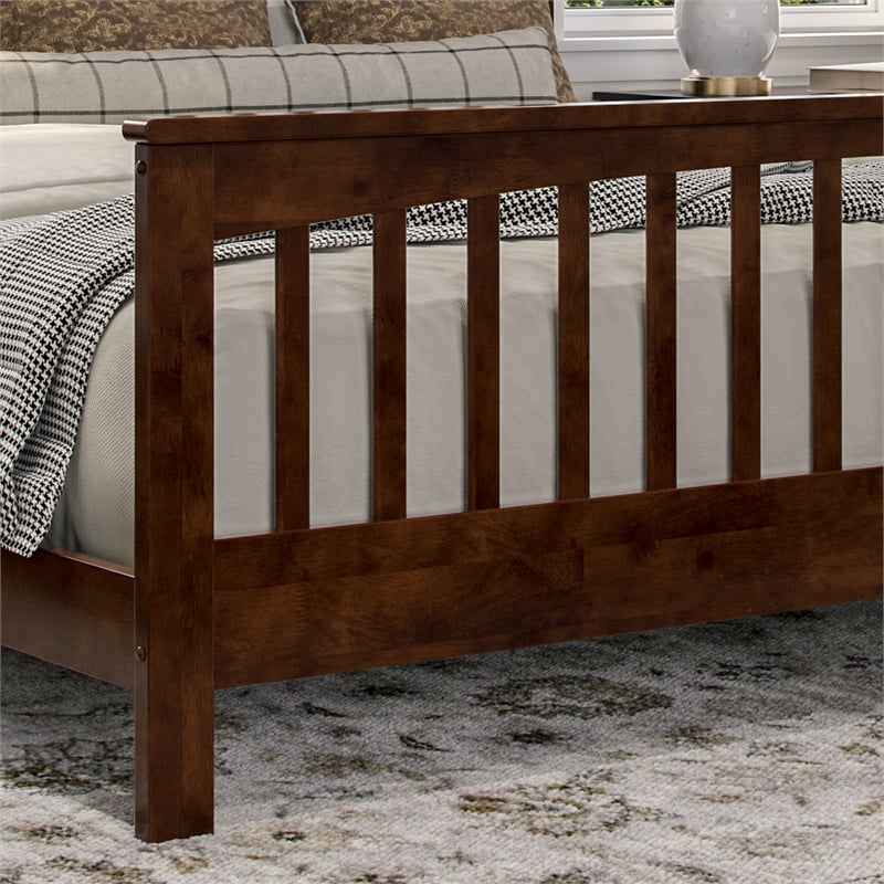 Brooklyn King Wood Foundation Bed with Matching Footboard in Walnut