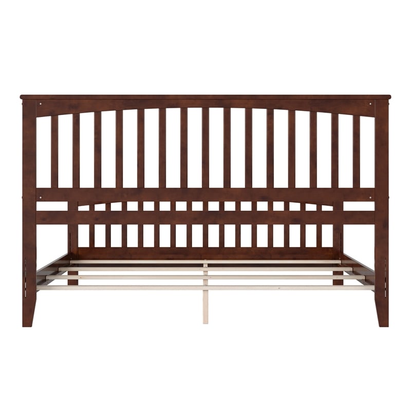 Brooklyn King Wood Foundation Bed with Matching Footboard in Walnut