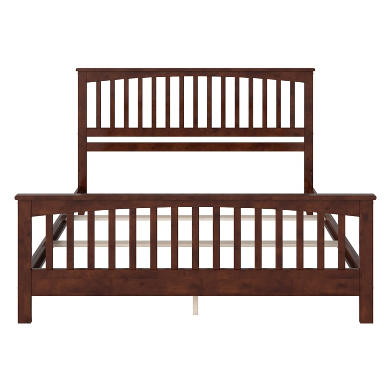 Brooklyn King Wood Foundation Bed with Matching Footboard in Walnut