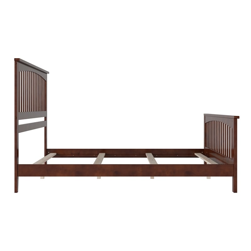 Brooklyn King Wood Foundation Bed with Matching Footboard in Walnut