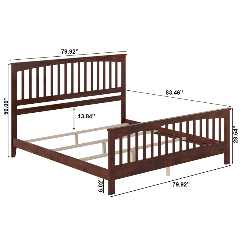 Brooklyn King Wood Foundation Bed with Matching Footboard in Walnut