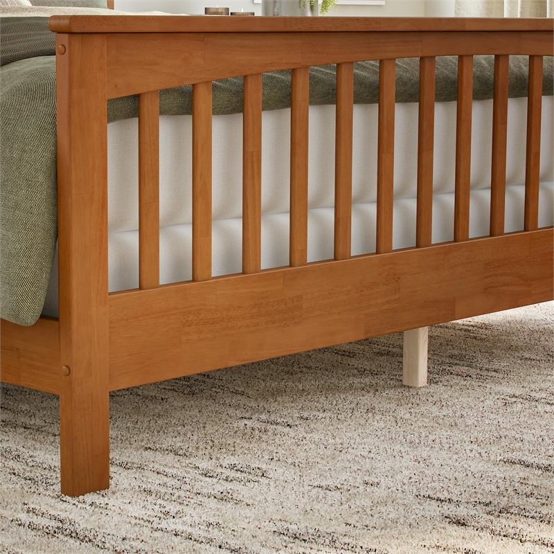 Brooklyn King Wood Foundation Bed with Matching Footboard in Light Toffee