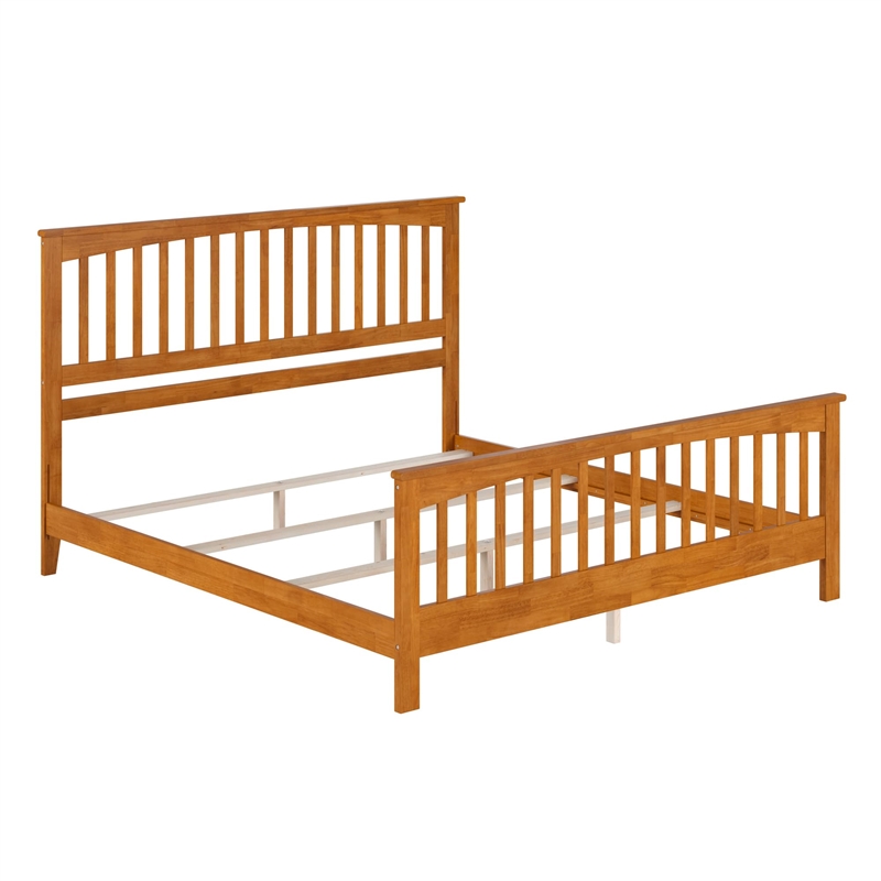 Brooklyn King Wood Foundation Bed with Matching Footboard in Light Toffee